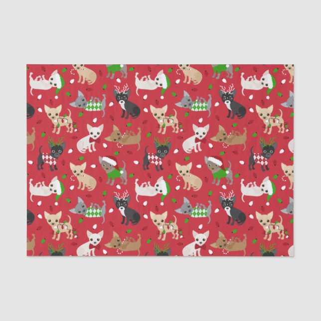 Weihnachts Chihuahua Alle Coats Seidenpapier (Vorderseite)