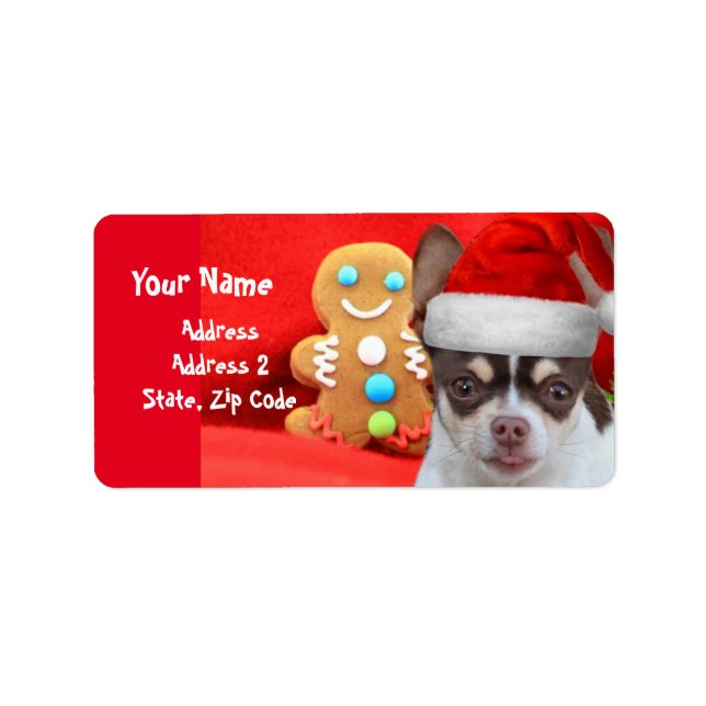 Weihnachts Chihuahua Hunde Adresse Labels Adressaufkleber (Vorne)