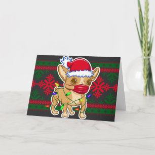 Weihnachts-Chihuahua mit medizinischer Maske Karte