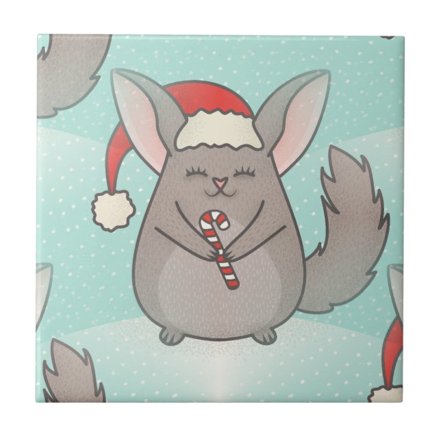 Weihnachts-Chinchillas Fliese (Vorderseite)