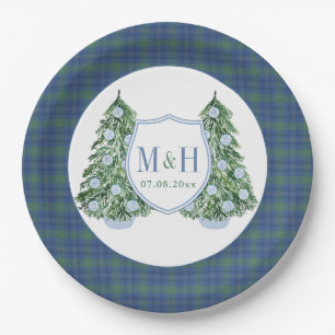 Weihnachts Chinoiserie Chic Monogram Polterabend Pappteller