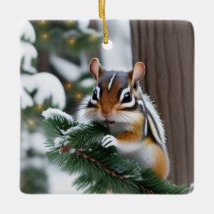 Weihnachts-Chipmunk Keramikornament