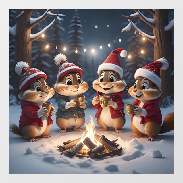 Weihnachts-Chipmunks-Fensterheber Fensteraufkleber (Blatt)