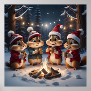 Weihnachts-Chipmunks-Poster Poster