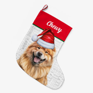 Weihnachts-Chow Weihnachtsmann mit dem Namen des H Großer Weihnachtsstrumpf