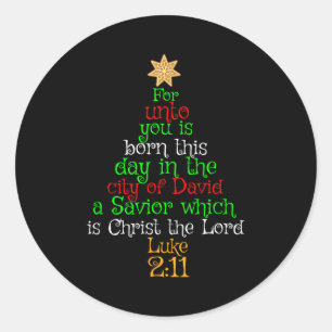 Weihnachts-Christen-Shirt Euch ist geboren ein Hei Runder Aufkleber