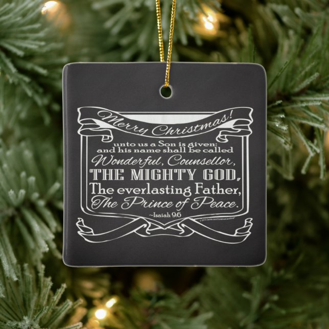 Weihnachts-Christliche Chalkboard Bibelschrift Keramikornament (Baum)