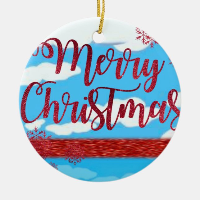 Weihnachts-Circle-Ornament, Frohe Weihnachten Keramik Ornament (Vorne)