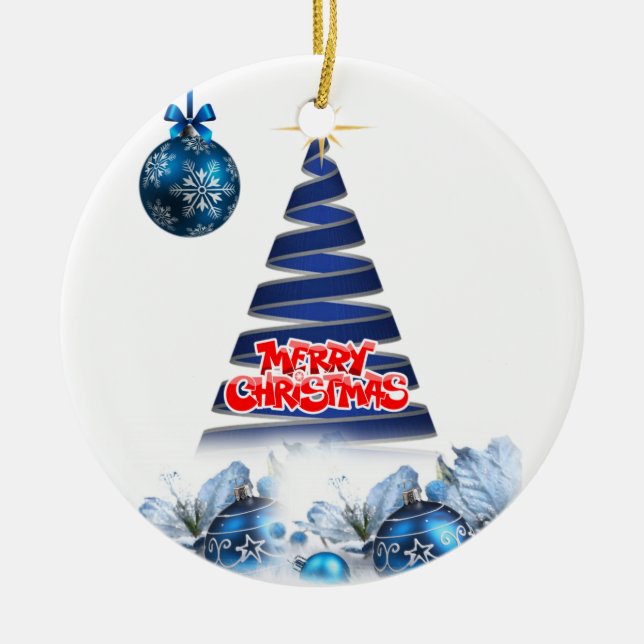 Weihnachts-Circle-Ornament, Frohe Weihnachten Keramik Ornament (Vorne)