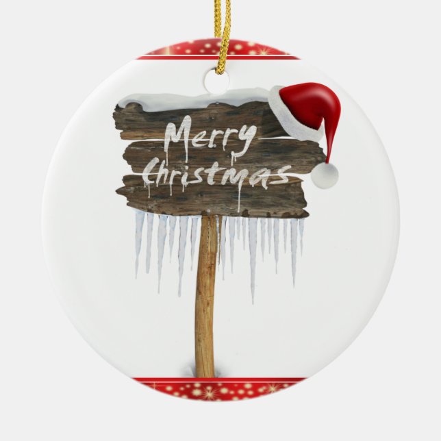 Weihnachts-Circle-Ornament, Frohe Weihnachten Keramik Ornament (Vorne)