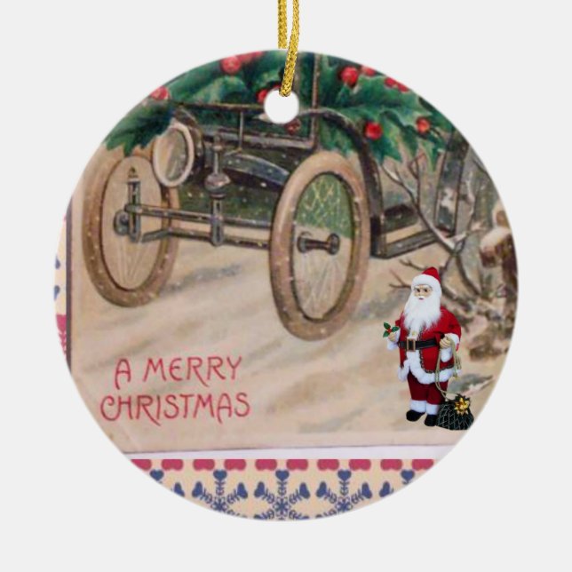Weihnachts-Circle-Ornament, Frohe Weihnachten Keramik Ornament (Vorne)