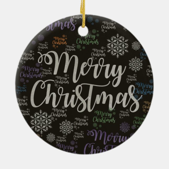 Weihnachts-Circle-Ornament, Frohe Weihnachten Keramik Ornament (Hinten)