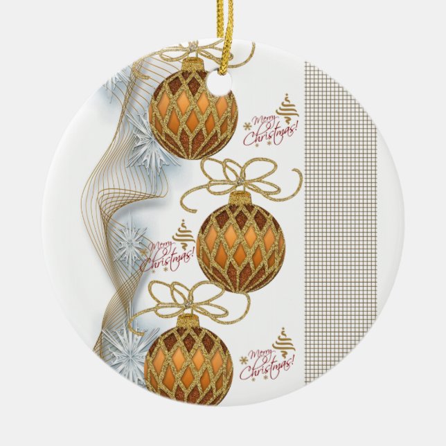 Weihnachts-Circle-Ornament, Frohe Weihnachten Keramik Ornament (Vorne)