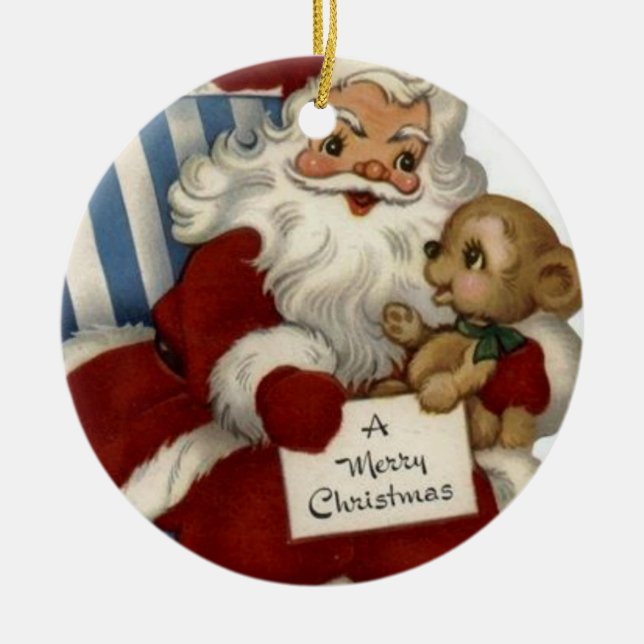 Weihnachts-Circle-Ornament, Frohe Weihnachten Keramik Ornament (Vorne)
