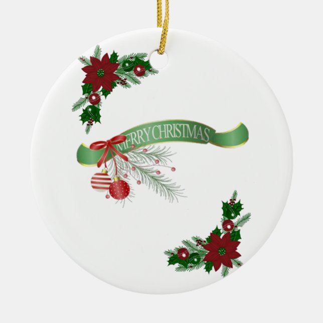 Weihnachts-Circle-Ornament, Frohe Weihnachten Keramik Ornament (Vorne)