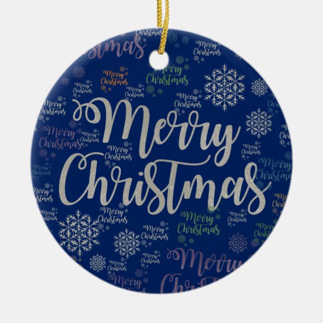 Weihnachts-Circle-Ornament, Frohe Weihnachten Keramik Ornament (Vorne)