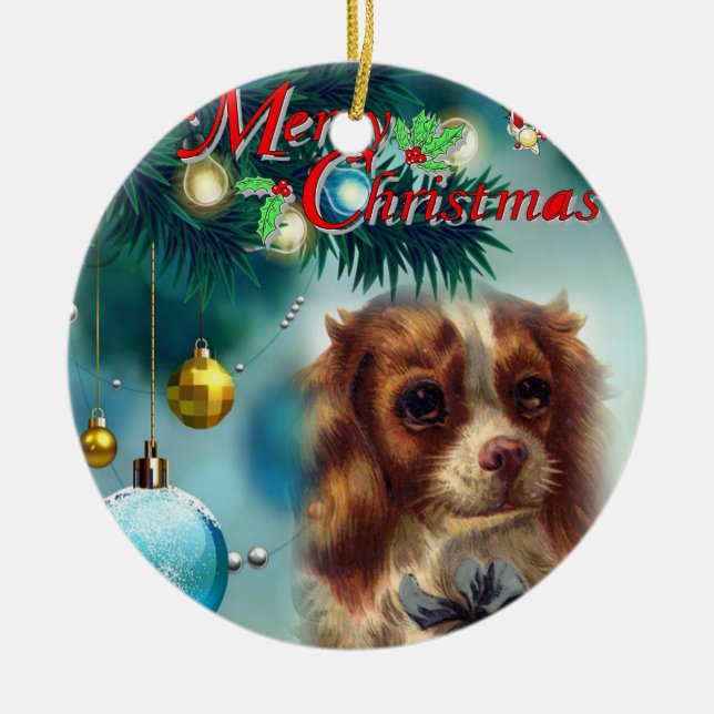 Weihnachts-Circle-Ornament, Frohe Weihnachten Keramik Ornament (Vorne)