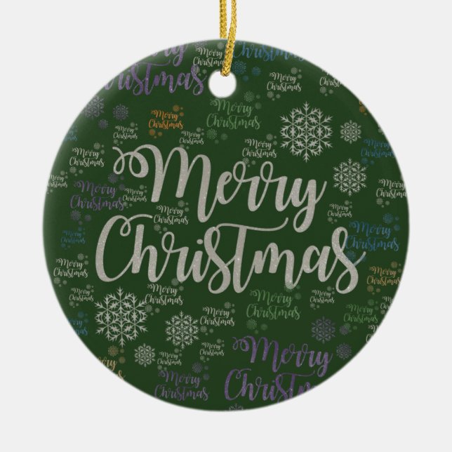 Weihnachts-Circle-Ornament, Frohe Weihnachten Keramik Ornament (Vorne)