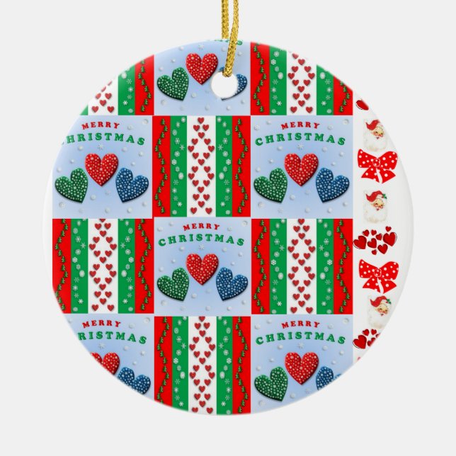 Weihnachts-Circle-Ornament, Frohe Weihnachten Keramik Ornament (Vorne)