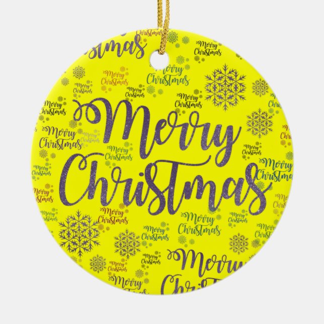 Weihnachts-Circle-Ornament, Frohe Weihnachten Keramik Ornament (Vorne)