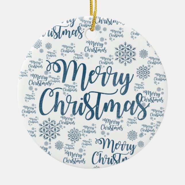 Weihnachts-Circle-Ornament, Frohe Weihnachten Keramik Ornament (Vorne)