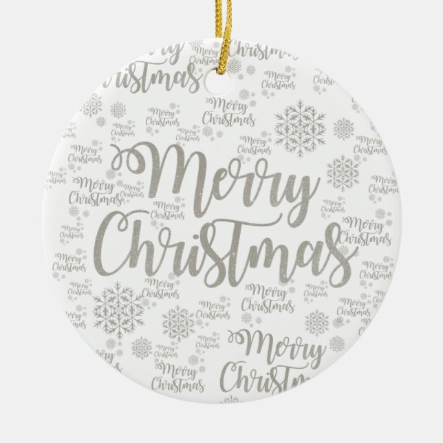 Weihnachts-Circle-Ornament, Frohe Weihnachten Keramik Ornament (Vorne)