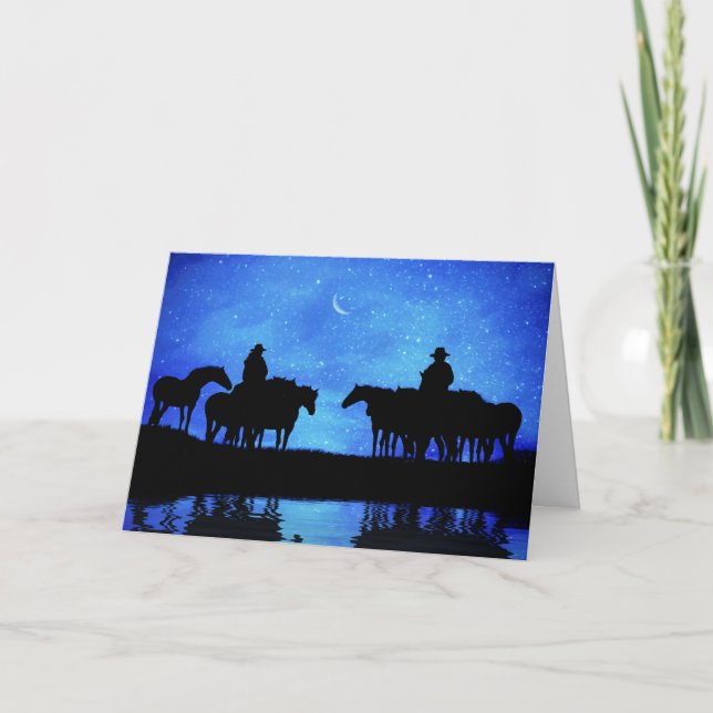 Weihnachts Classic Country Western Cowboys Karte (Vorderseite)
