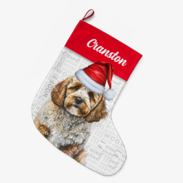 Weihnachts Cockapoo Santa mit dem Namen des Hundes Großer Weihnachtsstrumpf