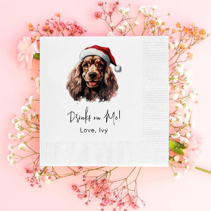 Weihnachts-Cocker Spaniel Dog Drinks auf mir Serviette