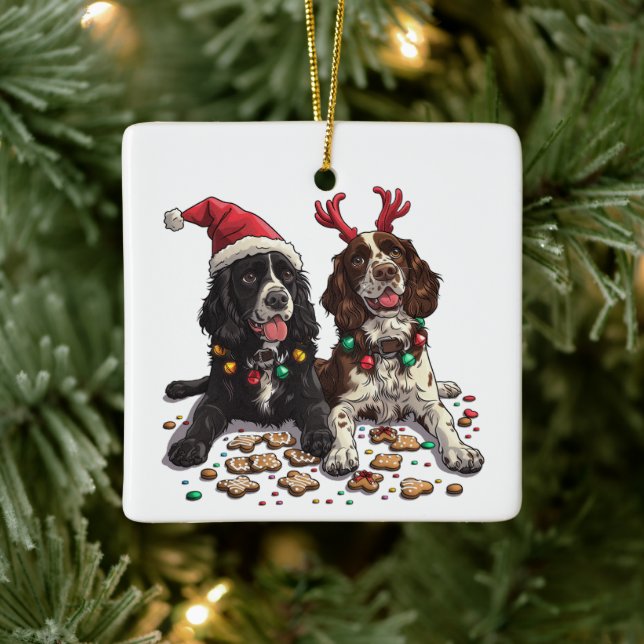 Weihnachts Cocker Spaniel Hunde Keramikornament (Baum)