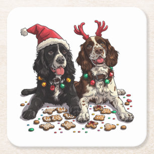 Weihnachts Cocker Spaniel Hunde Rechteckiger Pappuntersetzer
