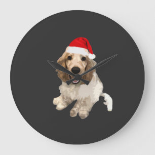 Weihnachts-Cocker-Spaniel (Weiß) Essential T-Shirt Große Wanduhr