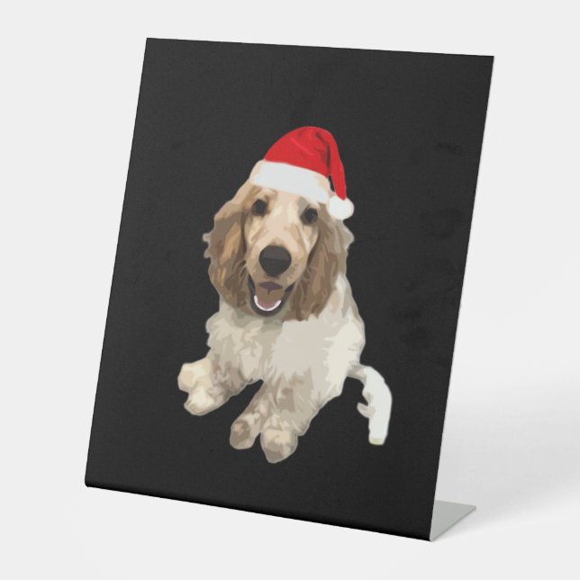 Weihnachts-Cocker-Spaniel (Weiß) Essential T-Shirt Sockelschild (Vorderseite)