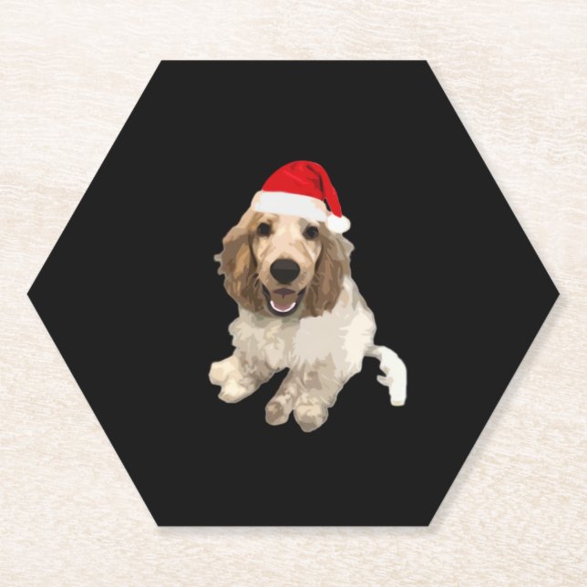 Weihnachts-Cocker Spanisch (Weiß) Essenzieller T - Untersetzer (Vorderseite)