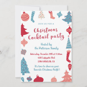 Weihnachts-Cocktail-Einladung Cute Pink und Blau Einladung