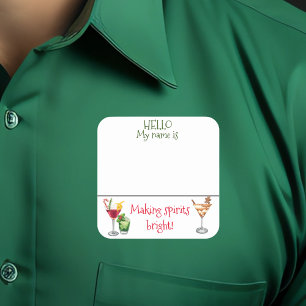 Weihnachts-Cocktail-Party Namensschild Quadratischer Aufkleber