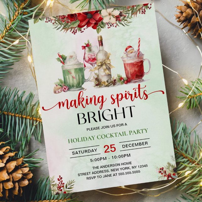 Weihnachts Cocktail Party Spirituosen machen Glanz Einladung (Von Creator hochgeladen)