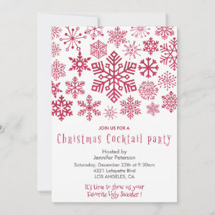 Weihnachts-Cocktailparty-Einladung Schneeflocken R Einladung