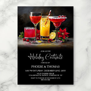 Weihnachts-Cocktailparty mit Poinsettien Einladung