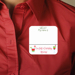 Weihnachts-Cocktailparty Namensschild Anhänger Quadratischer Aufkleber