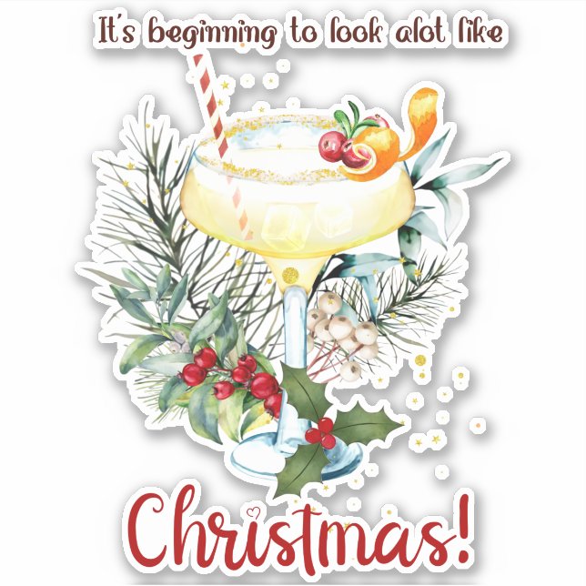 Weihnachts-Cocktails Getränke Winterurlaub Aufkleber (Vorderseite)