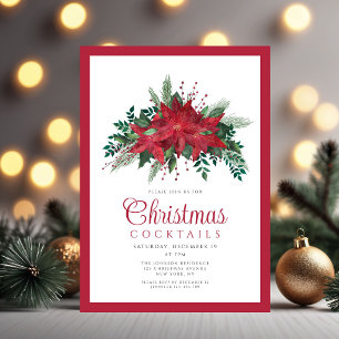 Weihnachts-Cocktails mit festlicher roter Poinsett Einladung