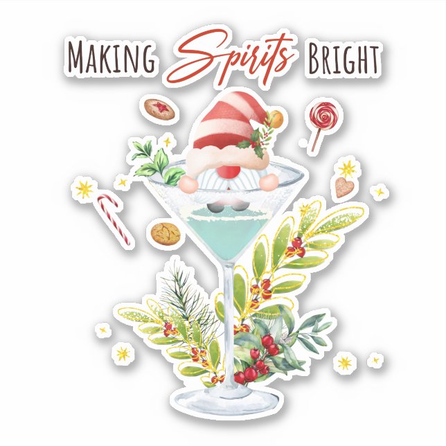 Weihnachts-Cocktails Spirituosen machen hell Aufkleber (Vorderseite)
