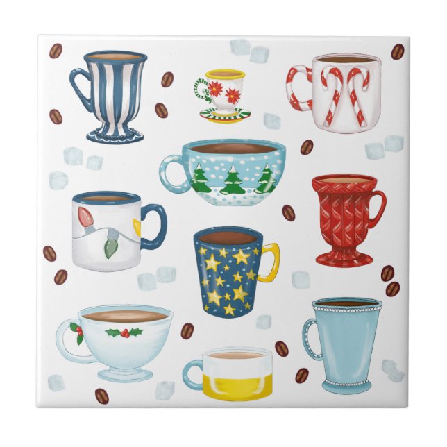 Weihnachts-Coffee Shop Hostess-Geschenk Fliese (Vorderseite)