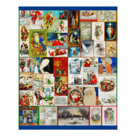 Weihnachts-Collage von Santas und Szenen Poster