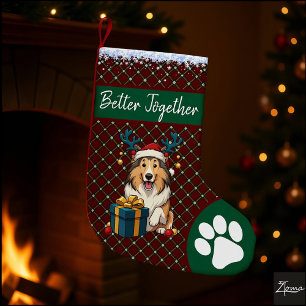 Weihnachts Collie Hund Rentier Geschenk Grafik Kleiner Weihnachtsstrumpf