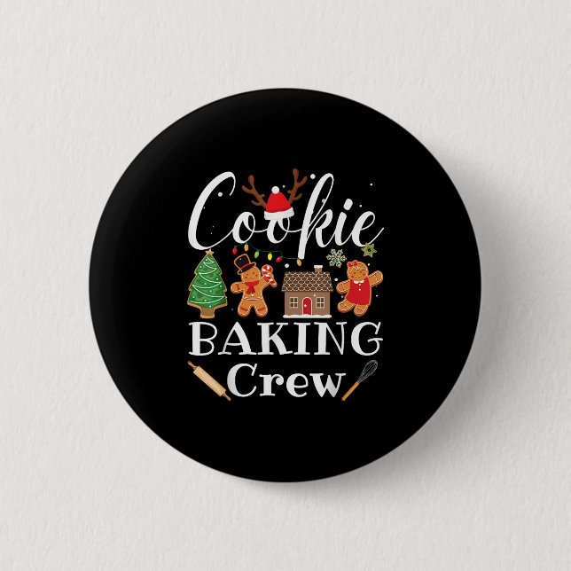 Weihnachts-Cookie Backen Crew Familienbackteam Fu Button (Vorderseite)