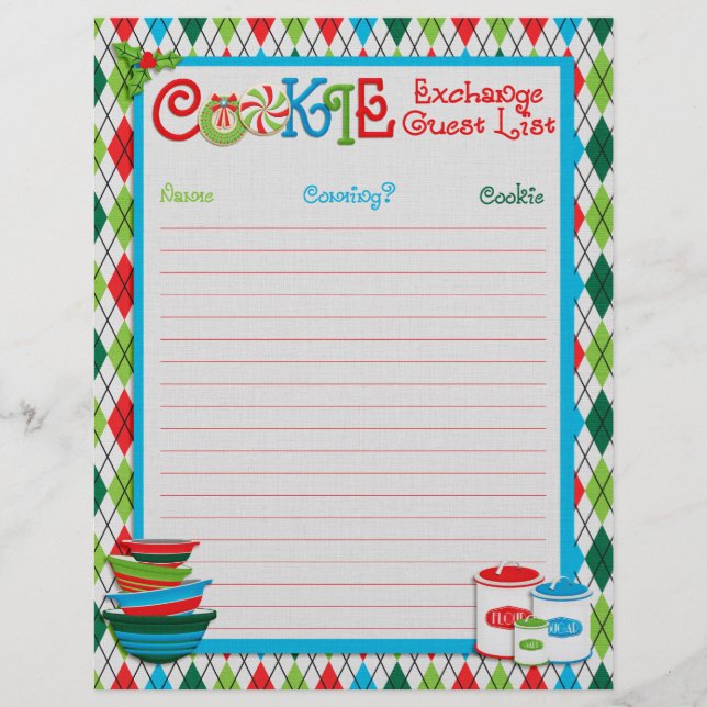 Weihnachts-Cookie-Exchange-Gästeliste Flyer (Vorne)