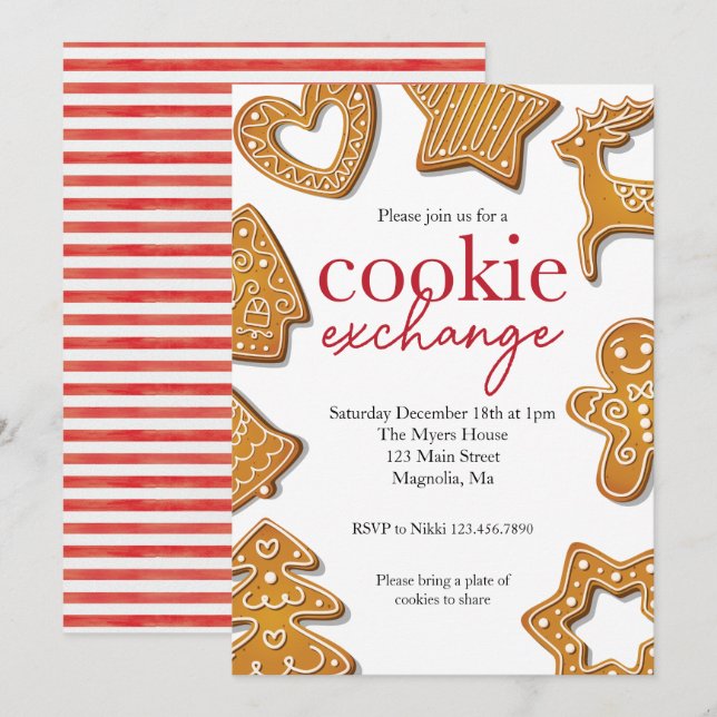Weihnachts-Cookie-Exchange-Party Einladung (Vorne/Hinten)
