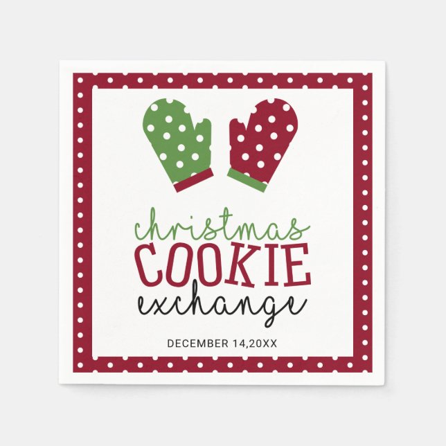 Weihnachts-Cookie Exchange Party Feiertage Oven Mi Serviette (Vorderseite)